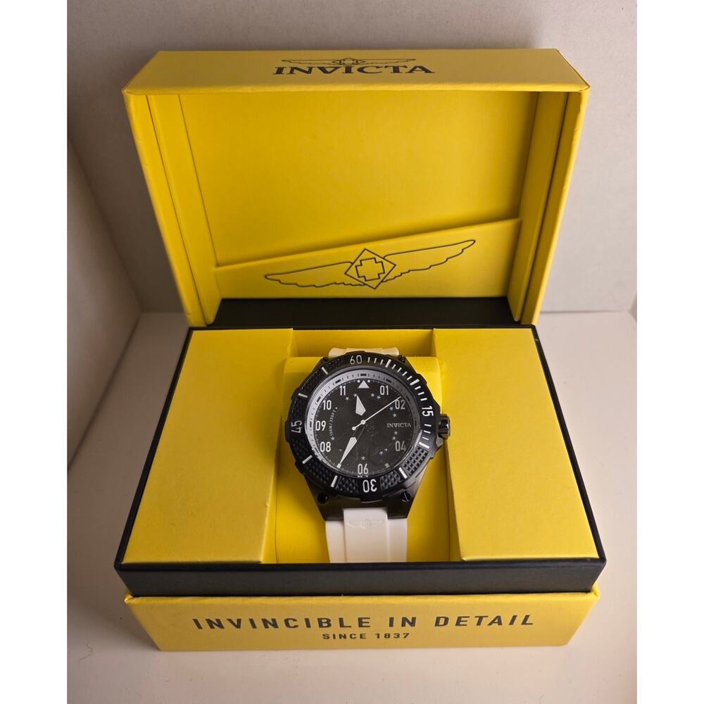 New Invicta Aviator Alacer 50mm Black White Panda Jet Dial Watch Tritnite NIB